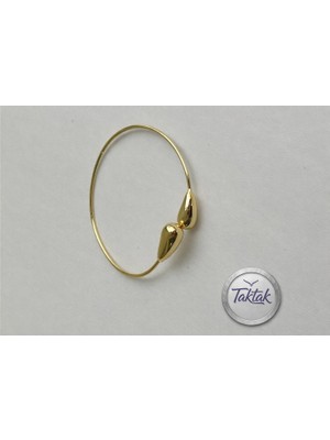 Taktak Altın Renk Çift Taraflı Damla Bote Bilezik Çelik Bileklik
