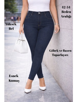 CEDY DENIM Kadın Yüksek Bel Skinny Fit Jeans Büyük Beden Kot PantolonC597