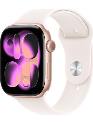 Apple Watch Series 11 Gps, 42 mm Roze altın Rengi Alüminyum kasa ve Bulut pembesi Spor kordon - s/m