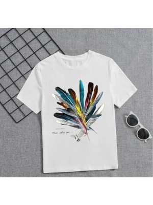 Kız Çocuk Baskılı T-Shirt - Beyaz