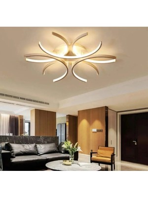 PremiumPort Modern Beyaz Işıklı Eskitme LED Avize, Salon, Mutfak ve Yatak Odası Için