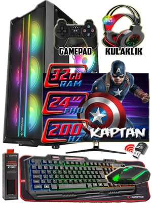 Warbox KAPTAN 24" 200hz Monitör Xeon X5650 32gb Ram 256gb Ssd 250gb Hdd GT740 DDR5-4gb E.kartı Gaming Takım Bilgisayar