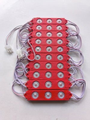 BİRLİK modül led 220 Volt 3 Watt 3 Lensli 3030 Modül LED Kırmızı ( 20 Adet )
