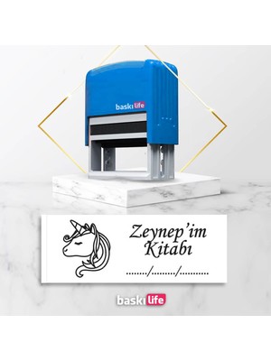 Baskı Life Unicorn  Kaşe  Kitap Mührü Kitap Damgası Kişiye Özel Kaşe 552
