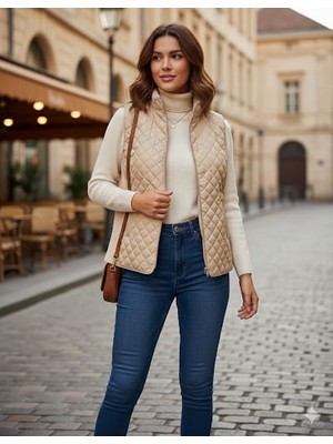 Fierte Günay Kadın Yelek GNY281223 Kapitone Yanları Triko