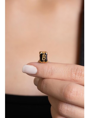 Bayar Gold 14 Ayar Altın Kafesli Siyah Boncuk B Harf Kolye Ucu