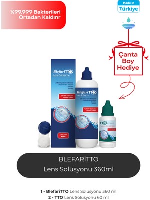 Blefaritto 360 ml Lens Solüsyonu Çanta Boy 60 ml Çanta Boy Hediye