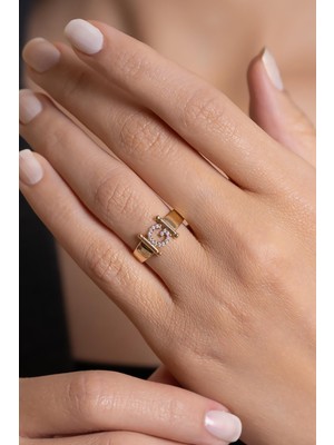 Bayar Gold 14 Ayar Altın Taşlı G Harf Yüzük