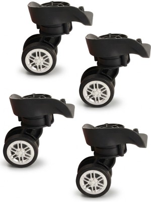 Polo&sky Valiz Tekerleği Siyah Gümüş Jant Çift Teker 4 Adet