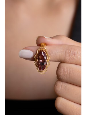 Bayar Gold 14 Ayar Altın Zultanit Taşlı Mekik Model El İşi Kolye Ucu