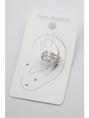 Beta Moda Hub Taşlı Kıkırdak Küpe - Gümüş