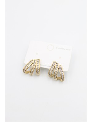 Beta Moda Hub Taşlı Küpe - Altın