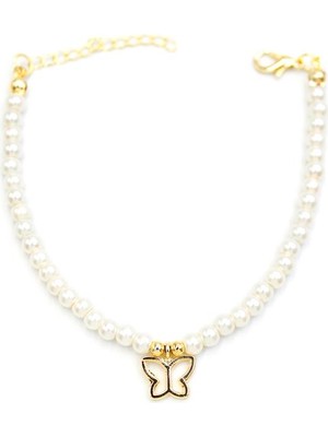 Beta Moda Hub Kelebek Inci Bileklik - Altın