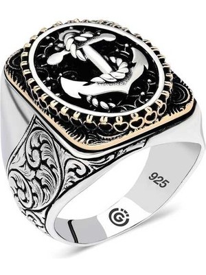 Gumush Gümüş Deniz Çapası Oval Erkek Yüzük