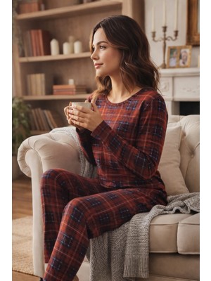 Pemilo Kadın 3572 Uzun Kol Süet Pijama Takımı