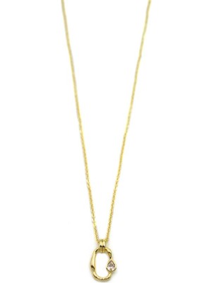 Beta Moda Hub Taşlı Damla Kolye - 14K Altın