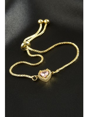 Osense Kalp Zirkon Taşlı Asansörlü Bileklik ( Ciddi Ilişki Bilekliği)