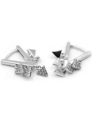 Beta Moda Hub Üçgen Sallantılı Küpe - Gümüş