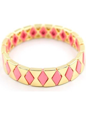 Beta Moda Hub Lastikli Porselen Bilezik - Pembe