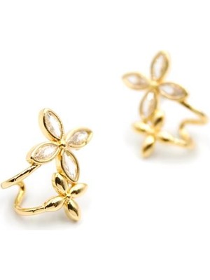 Beta Moda Hub Çoklu Çiçek Küpe - Altın