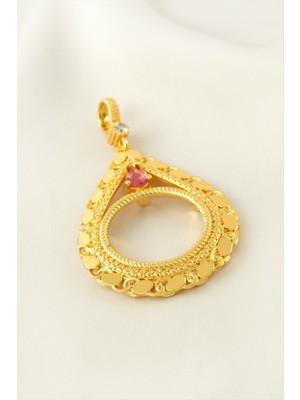 Osense Yarım Altın Koyulabilir Taşlı Kolye Ucu