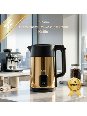 Evona Kettle Çelik Elektrikli Su Isıtıcısı Büyük Hacimli 2.0 Litre Modern Şık Tasarım Elara