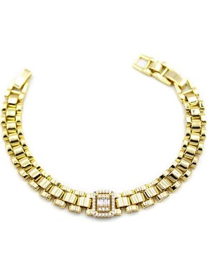 Beta Moda Hub Taşlı Vip Bileklik - 14K Altın