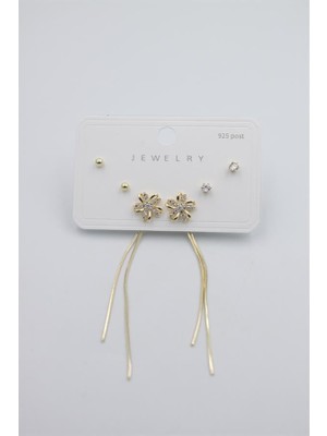 Beta Moda Hub Çoklu Set Küpe - Altın