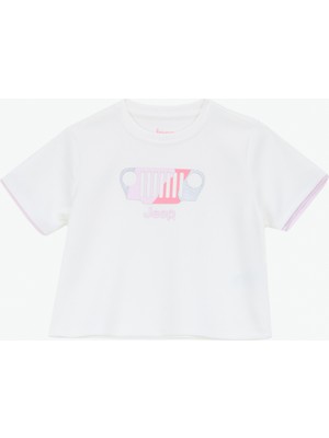 Jeep Baskılı Kırık Beyaz Kız Çocuk T-Shirt J6SG-TST7623