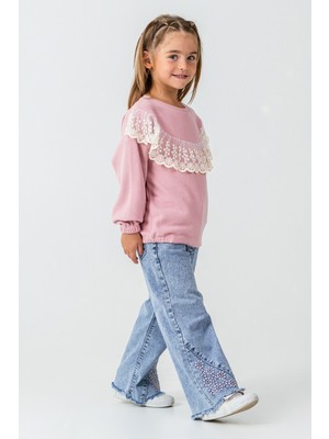 Kinderos Dantel Fırfırlı Pantolonlu Kız Çocuk 2\'li Takım - 26K 6331