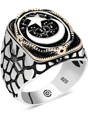 Gumush Gümüş Ay Yıldız Oval Erkek Yüzük