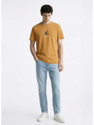 Discovery Expedition D6SM-TST3888 Turuncu Bisiklet Yaka Relaxed Düz Erkek T-Shirt