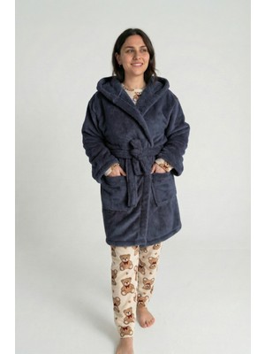 Sevim Kapüşonlu Wellsoft Sabahlık & Peluş Bornoz - Yumuşak, Polar Unisex Sabahlık-Antrasit