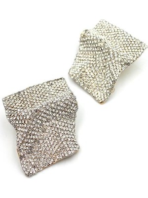 Beta Moda Hub Taşlı Küpe - Beyaz