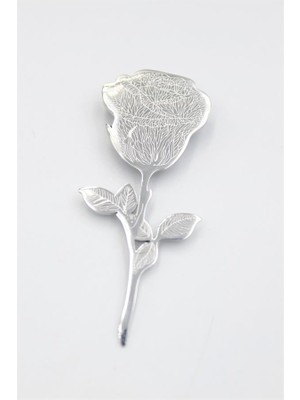 Beta Moda Hub Çelik Gül Broş - Gümüş