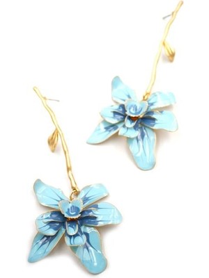 Beta Moda Hub Çiçek Küpe - Mavi