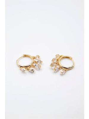 Beta Moda Hub Yuvarlak Taşlı Shakira Küpe - Altın