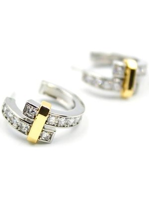 Beta Moda Hub Taşlı Halka Küpe - Gümüş