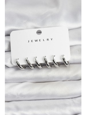 Clariss Üreticiniz Gümüş Renk Pirinç Halka Kadın Küpe Seti 481348