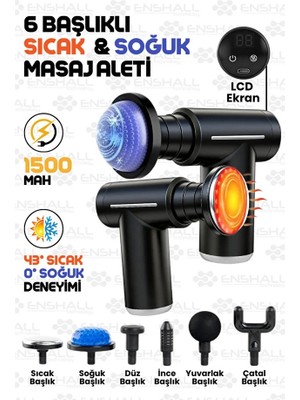 Enshall Profesyonel LCD Ekran Sıcak Soğuk Sporcu Fitness Vücut Kas Doku Titreşimli Masaj Aleti Tabancası