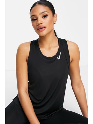 Nike Dri Fit Race Running Singlet Tank Top Kadın Antrenman Atleti Siyah