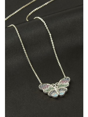 Osense Kelebek Zirkon Taşlı Kolye