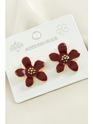 Osense Çiçek Mineli Metal Küpe