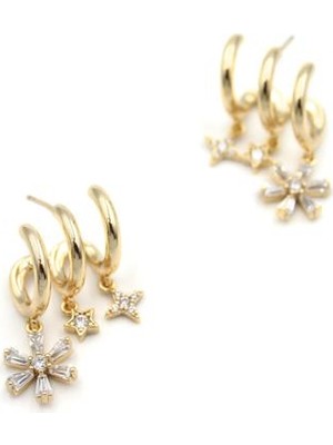 Beta Moda Hub Taşlı Küpe - Altın