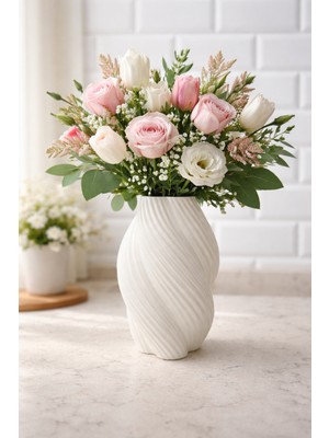 3D Tasarım Modern Vazo – Minimal Dekoratif Çiçek Vazosu 20CM Uzunluk