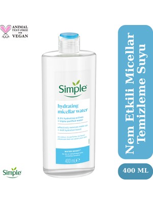 Simple Water Boost Kuru ve Hassas Ciltler İçin Nemlendirici Micellar Makyaj Temizleme Suyu 400 ML