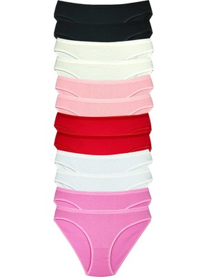 Modanı Seç 12 Adet Fitilli Pamuklu Kadın Kaşkorse Bikini Külot