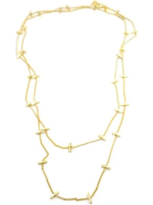 Beta Moda Hub Çubuk Kolye - 90CM - Altın