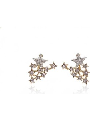 Beta Moda Hub Taşlı Yıldız Küpe - Altın