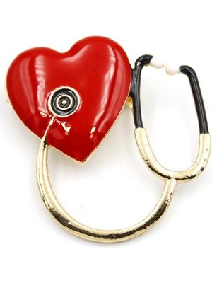 Beta Moda Hub Kalp Doktoru Broş - Kırmızı